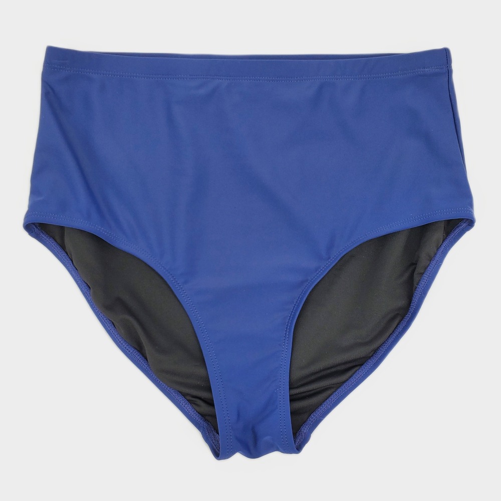 Halcurt High Waisted Swim Bottoms Royal Blue Bikini Briefs Large Lined Stretch